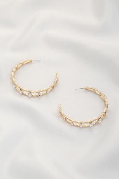 RHINESTONE OPEN HOOP EARRING