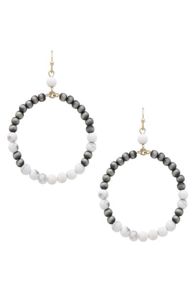 CIRCLE SEMI-PRECIOUS STONE EARRINGS