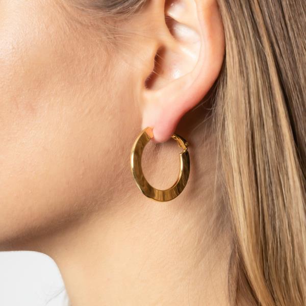 14K GOLD DIPPED METAL OMEGA CLOSURE HOOP EARRING