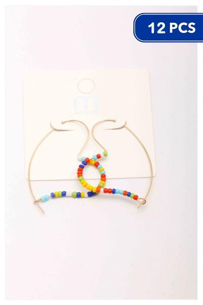 FASHION METAL HEART SEED BEAD EARRING (12 UNITS)