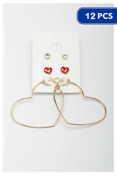 FASHION HEART EARRING SET (12 UNITS)