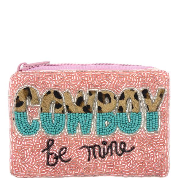 COWBOY BE MINE SEED BEAD COIN PURSE