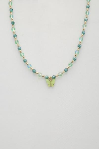 BUTTERFLY CHARM BEADED NECKLACE