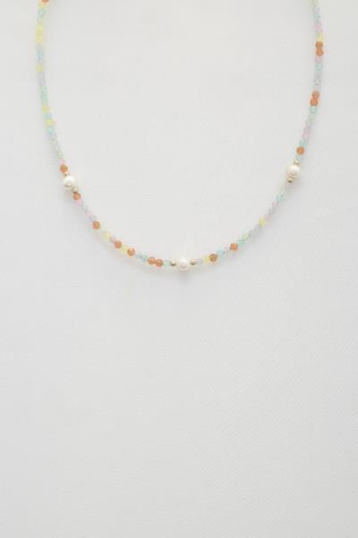 PEARL BEAD CATS EYE BEADED NECKLACE
