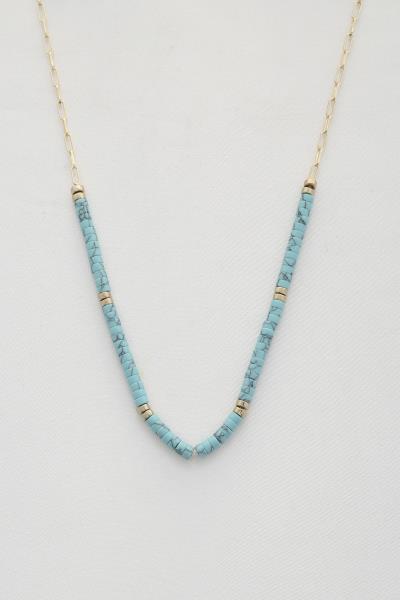 SEMI PRECIOUS STONE OVAL LINK NECKLACE