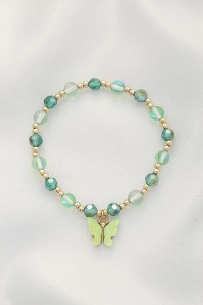 BUTTERFLY CHARM BEADED BRACELET