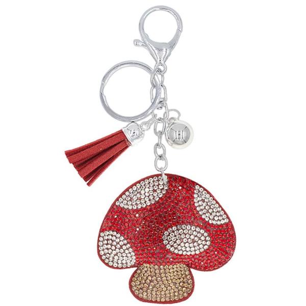 RHINESTONE POISON MUSHROOM KEYCHAIN