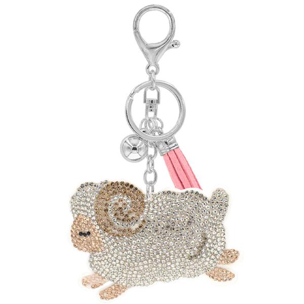 RHINESTONE RUNNING LAMB KEYCHAIN