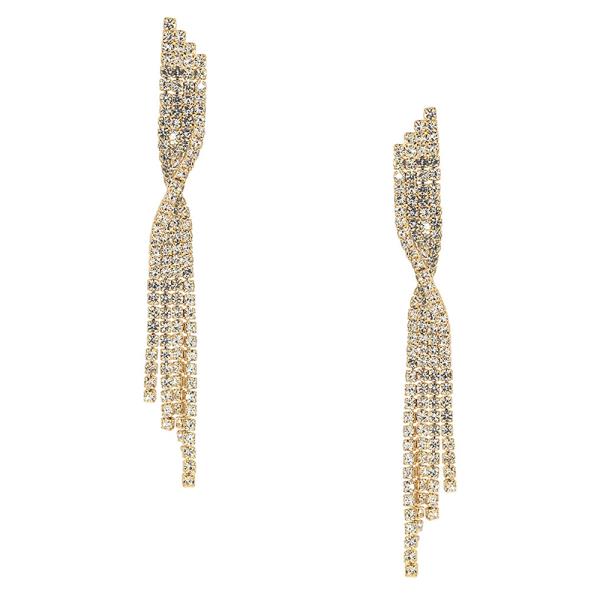 RHINESTONE TWISTED TASSEL POST EARRING