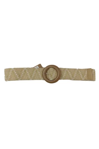 FASHION STRAW ROUND BUCKLE BELT