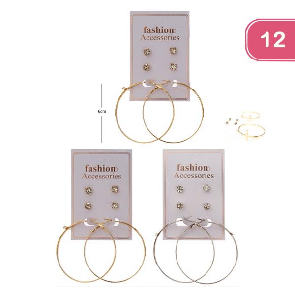 FASHION MULTI EARRING 3 PAIR SET (12 UNITS)