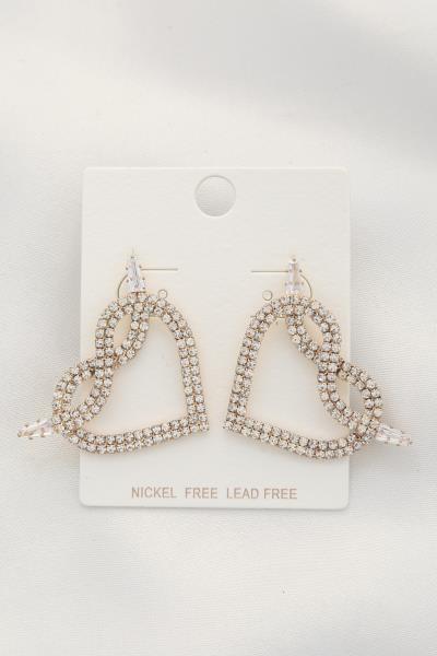 HEART RHINESTONE POST EARRING