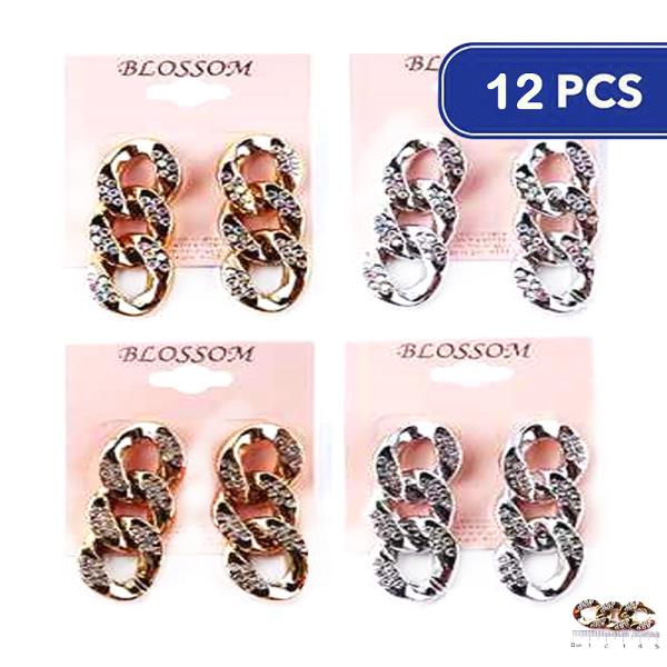 FASHION RHINESTONE LINK DROP EARRING (12 UNITS)