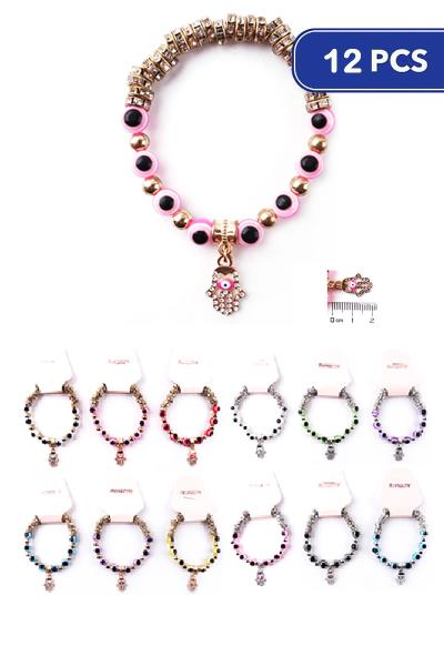 FASHION EVIL EYE BEAD BRACELET 12 UNITS