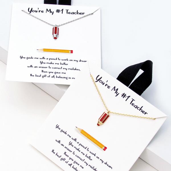 18K GOLD RHODIUM DIPPED YOU’RE MY 1 TEACHER NECKLACE