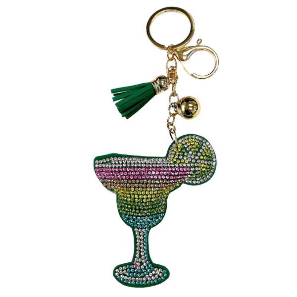 RHINESTONE COCKTAIL KEYCHAIN WITH TASSEL
