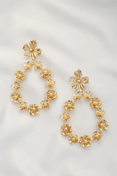 FLOWER TEARDROP DANGLE EARRING