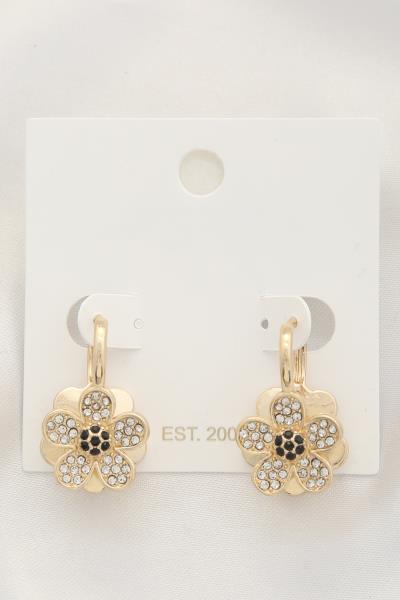 FLOWER RHINESTONE HUGGIE EARRING