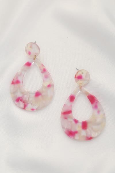 TRANSPARENT ACETATE TEARDROP DANGLE EARRING
