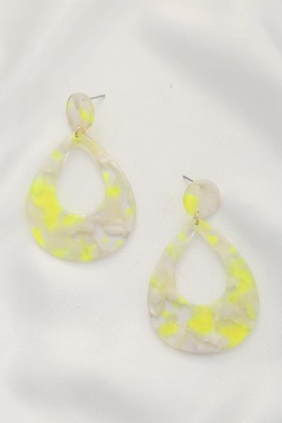 TRANSPARENT ACETATE TEARDROP DANGLE EARRING