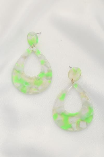TRANSPARENT ACETATE TEARDROP DANGLE EARRING