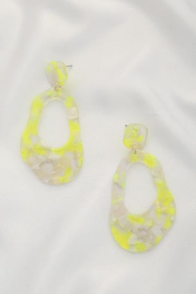 TRANSPARENT ACETATE ORGANIC SHAPE DANGLE EARRING