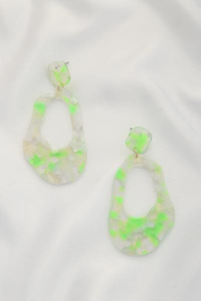 TRANSPARENT ACETATE ORGANIC SHAPE DANGLE EARRING