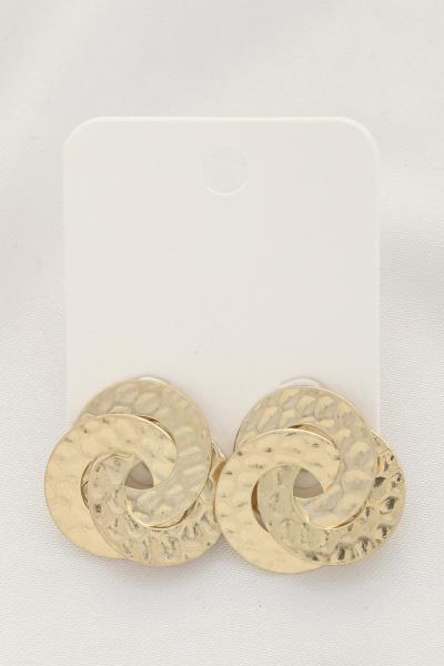 HAMMERED METAL TRIPLE CIRCLE EARRING