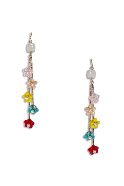 GLASS BEAD FLOWER DROP EARRING
