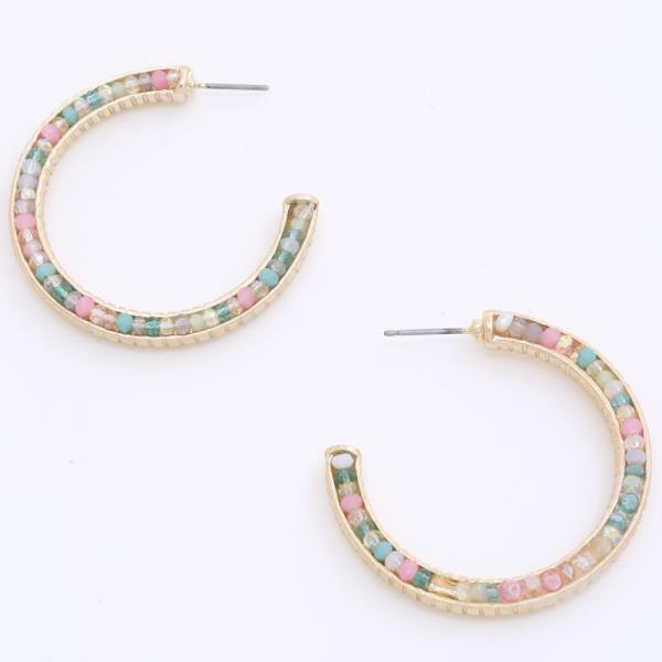 PEARL BEAD OPEN HOOP EARRING