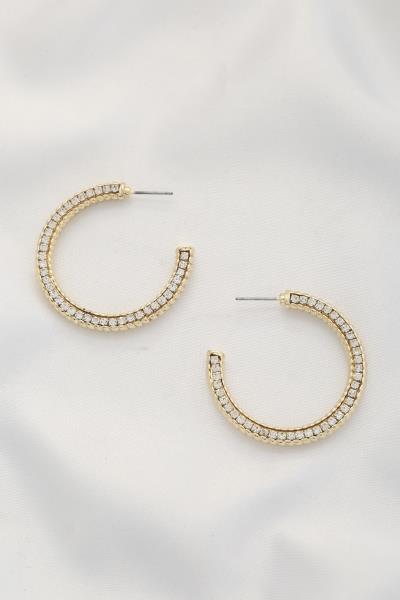 RHINESTONE EDGE OPEN HOOP EARRING
