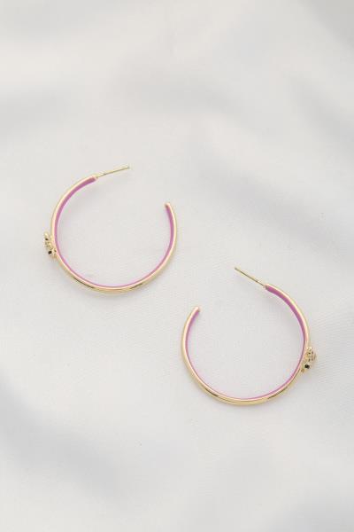 HEXAGON SHAPE RHINESTONE METAL EARRING