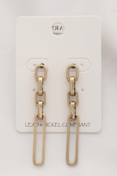 LONG OVAL LINK METAL DANGLE EARRING