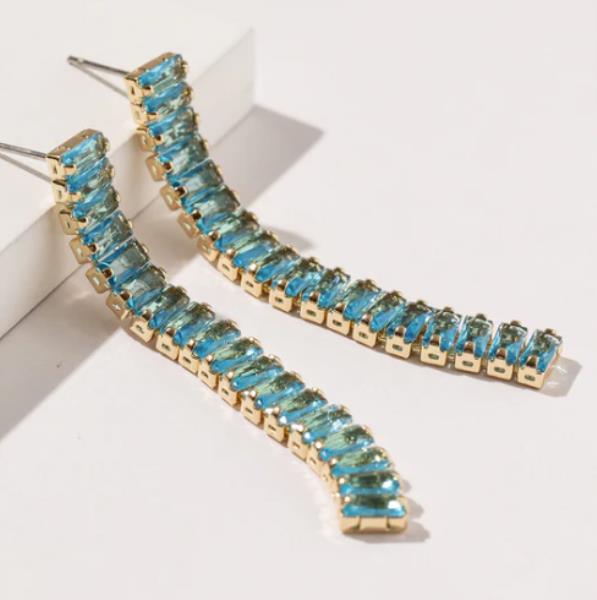 CUBIC ZIRCONIA LINE DANGLE EARRING
