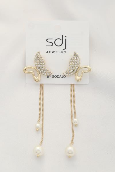 SODAJO BUTTERFLY PEARL DANGLE EARRING