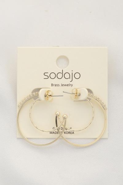 SODAJO CRYSTAL DOUBLE HOOP EARRING