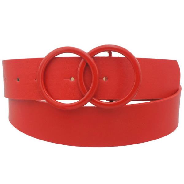 PLUS SIZE COLOR COATED DOUBLE CIRCLE BUCKLE BELT