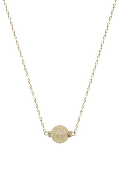 12MM SATIN BALL  W/ PAVE ACCENT SHORT NECKLACE