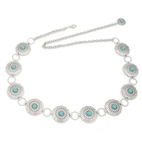 SOUTH WESTERN CIRCLE LINKED CONCHO CHAIN BELT