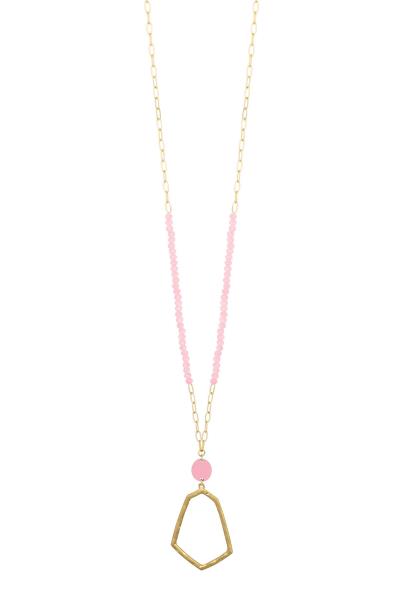 GLASS METAL PAINT LONG NECKLACE