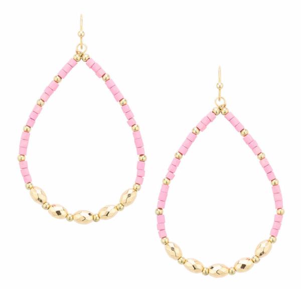 WOOD METAL TEARDROP EARRINGS