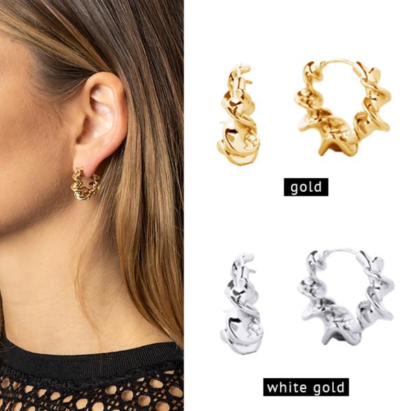 14K GOLD DIPPED HUGGIE HOOP BRASS EARRING