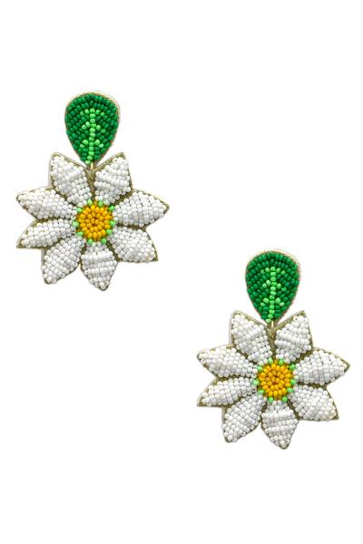 SEED BEAD FLOWER DANGLE EARRING