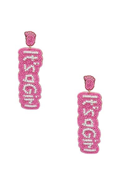 SEED BEAD "IT`S A BOY" DANGLE EARRING