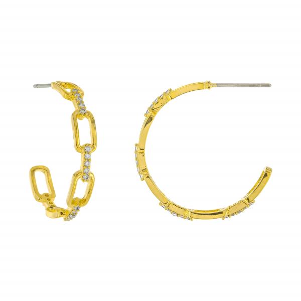 RECTANGLE LINK OPEN HOOP EARRING