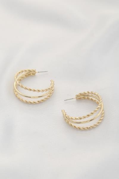 TWISTED TRIPLE HOOP EARRING