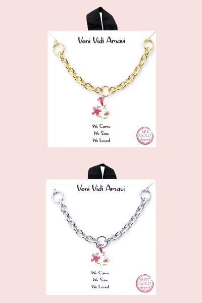 18K GOLD RHODIUM DIPPED VENI VIDI AMAVI NECKLACE