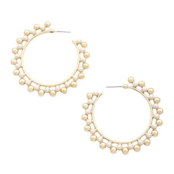 BALL PEARL BEAD METAL EARRING