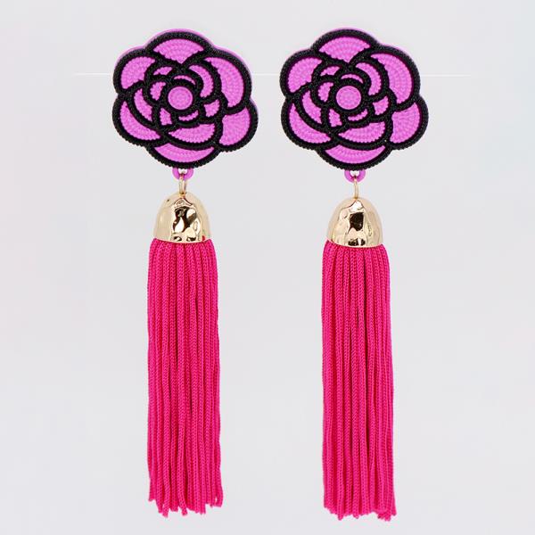 FLOWER TASSEL DANGLE EARRING