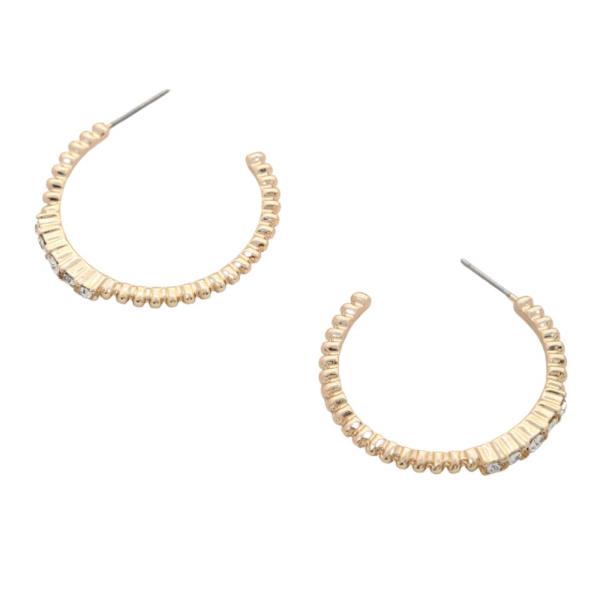RHINESTONE OPEN HOOP EARRING